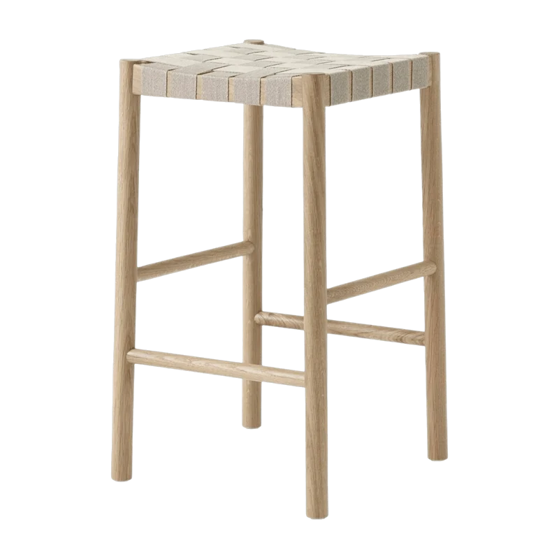 Tabouret de bar beige et piètement naturel Betty TK7 - &tradition