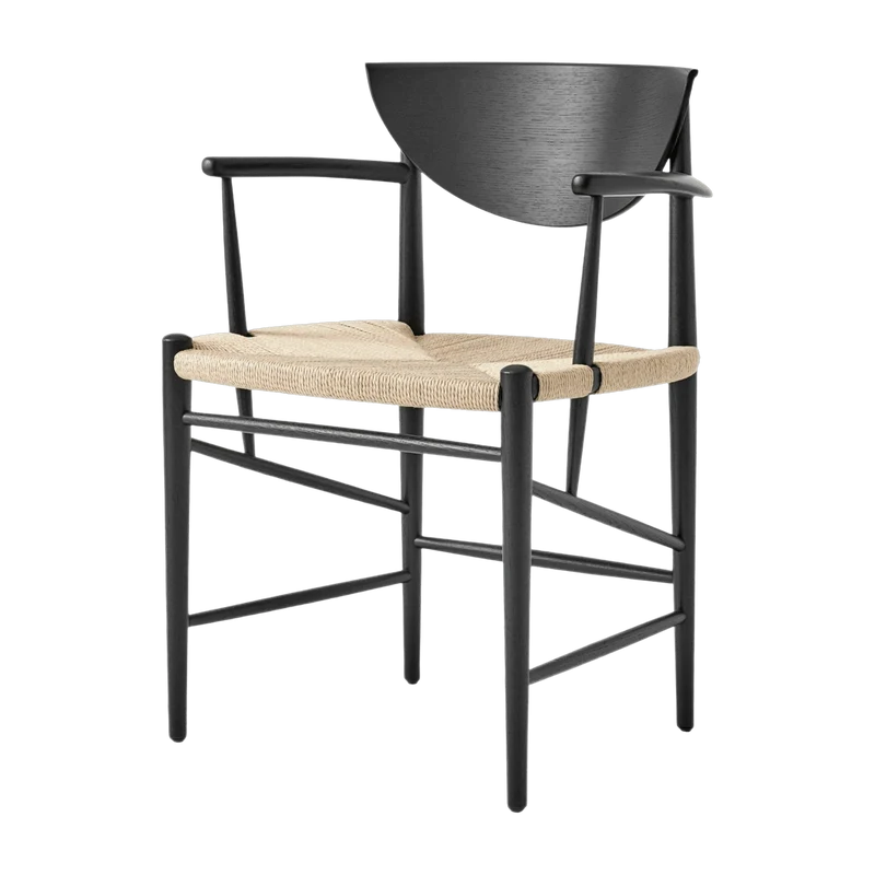 Chaise avec accoudoirs en bois noir HM4 Drawn - &tradition