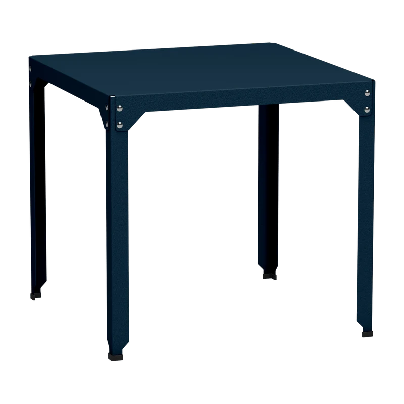Table carrée en acier mat denim 79 cm Hegoa - Matière Grise