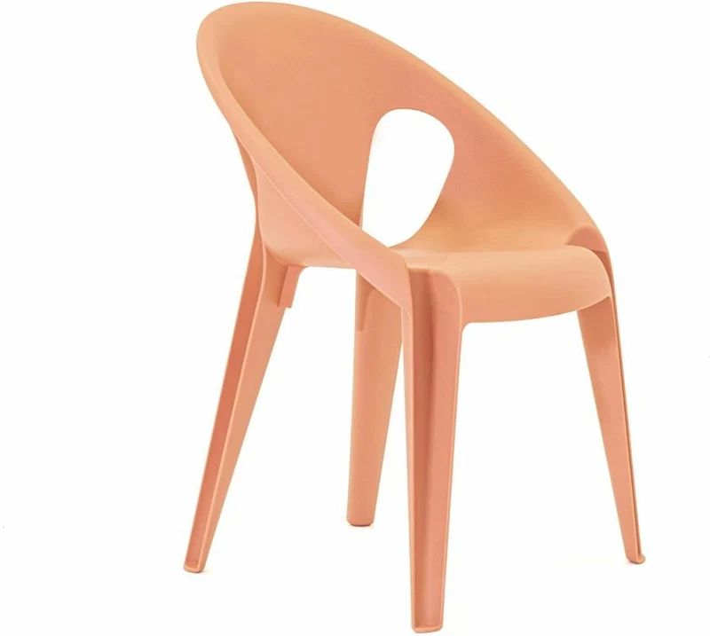 Chaise avec accoudoirs en polypropylène recyclé orange Bell - Magis