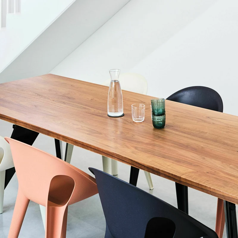 Chaise avec accoudoirs en polypropylène recyclé orange Bell - Magis