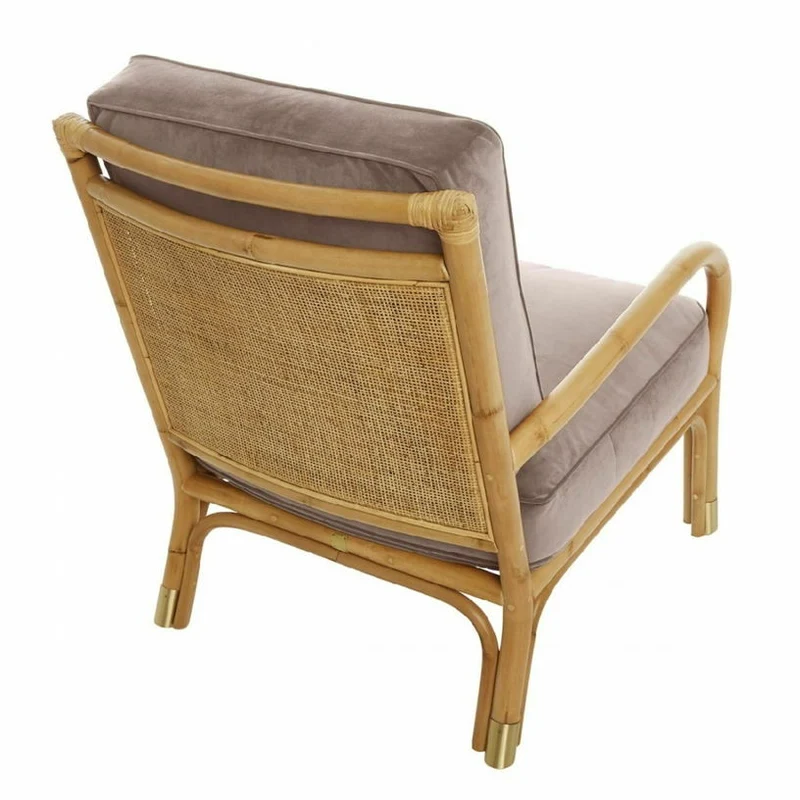 Fauteuil en rotin coussins velours beige rosé Riviera - KOK