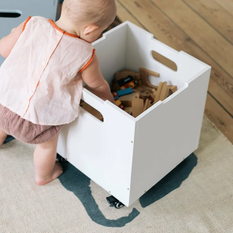 Cube de rangement blanc en bois - Nofred
