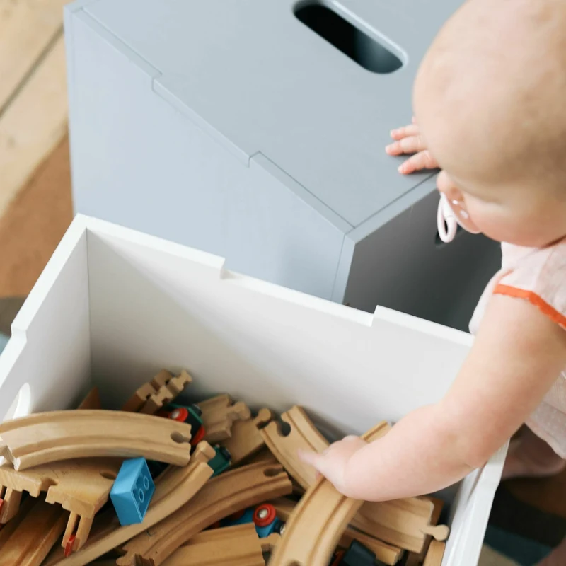 Cube de rangement blanc en bois - Nofred