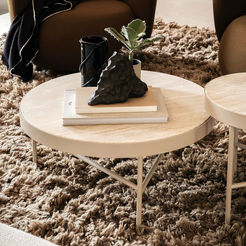 Table basse en travertin et acier 70 cm Cashmere - Ferm Living