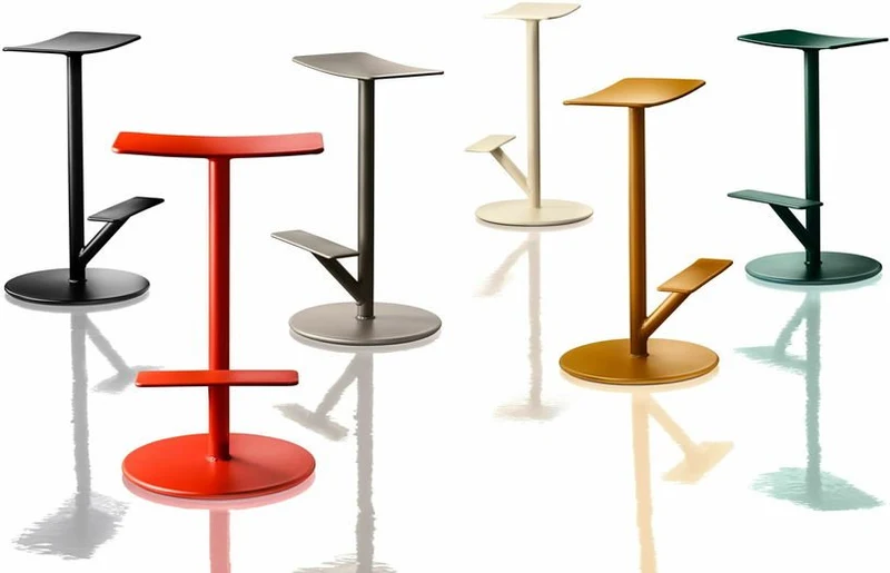 Tabouret en acier mat 76 cm corail Sequoia - Magis