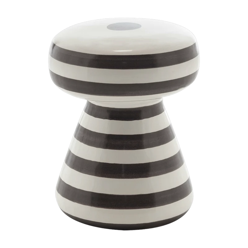 Table d'appoint ou pouf en céramique à rayures noires InOut 44 - Gervasoni