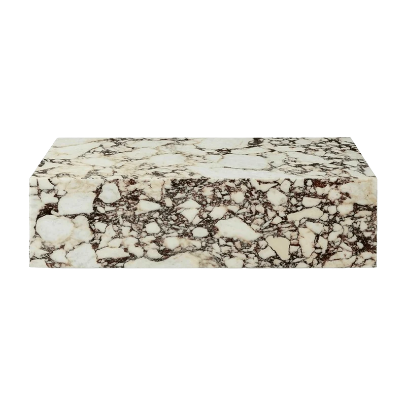 Table basse rectangulaire en marbre beige et marron 100 x 60 cm Plinth Low - Audo