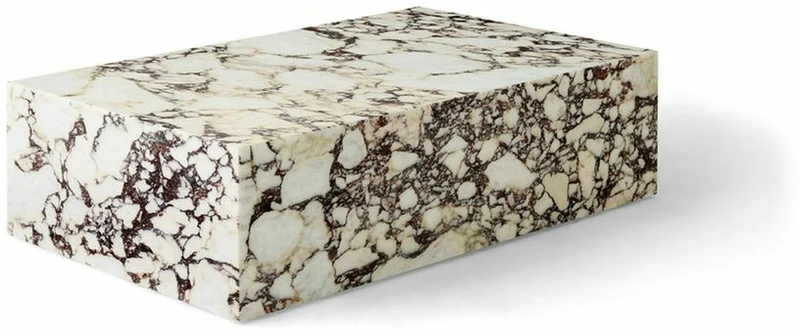 Table basse rectangulaire en marbre beige et marron 100 x 60 cm Plinth Low - Audo