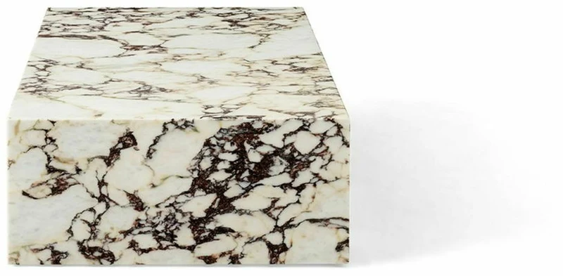 Table basse rectangulaire en marbre beige et marron 100 x 60 cm Plinth Low - Audo