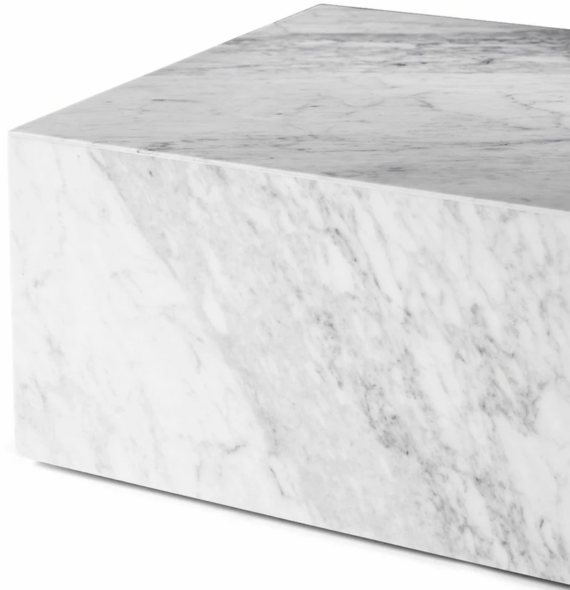 Table basse rectangulaire en marbre blanc 100 x 60 cm Plinth Low - Audo