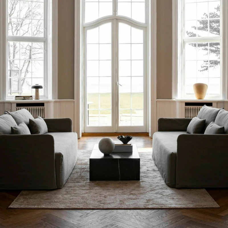 Table basse rectangulaire en marbre noir 100 x 60 cm Plinth Low - Audo