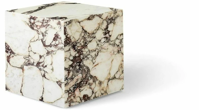 Table d'appoint cube en marbre beige et marron Plinth Cubic - Audo