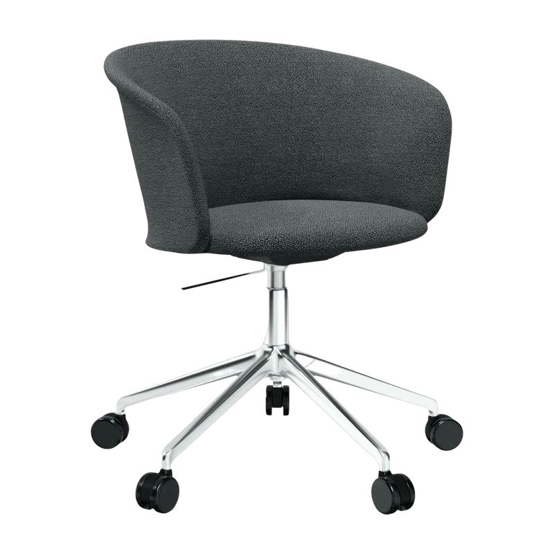 Fauteuil Graphite et piètement argenté à roulettes Kendo - Hem