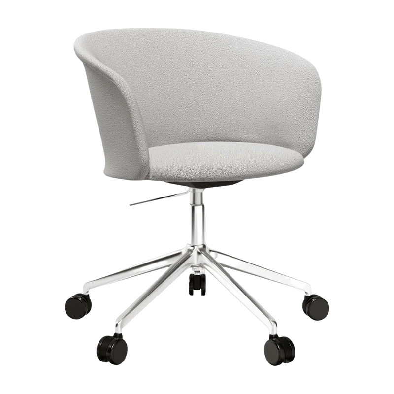 Fauteuil Porcelain et piètement argenté à roulettes Kendo - Hem