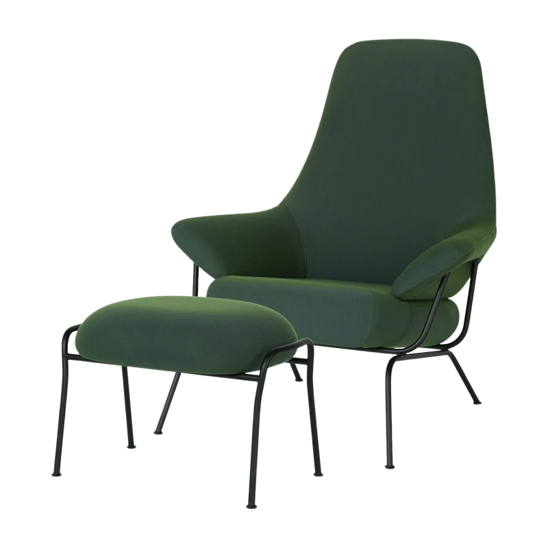Fauteuil en tissu et repose-pieds Peacock Hai - Hem