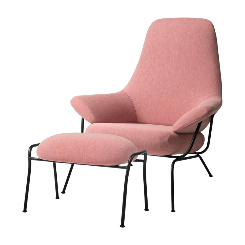 Fauteuil en tissu et repose-pieds Pink Hai - Hem