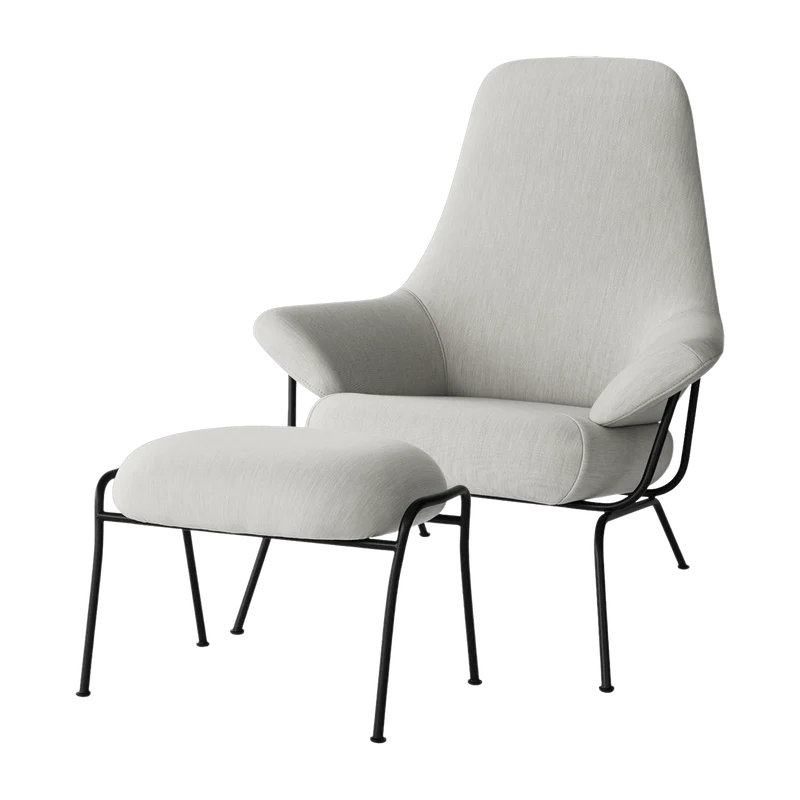 Fauteuil en tissu et repose-pieds Shell Hai - Hem