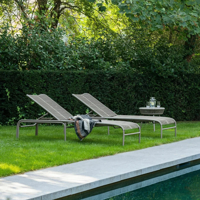 Chaise longue taupe cordage polypropylène Loop - Vincent Sheppard