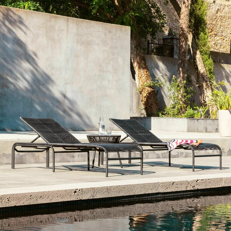 Chaise longue noir fibre polyéthylène Loop - Vincent Sheppard