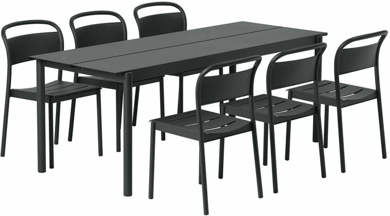 Chaise d'extérieur en acier noir Linear - Muuto