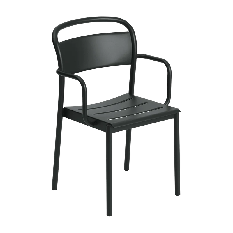 Chaise d'extérieur avec accoudoirs en acier noir Linear - Muuto