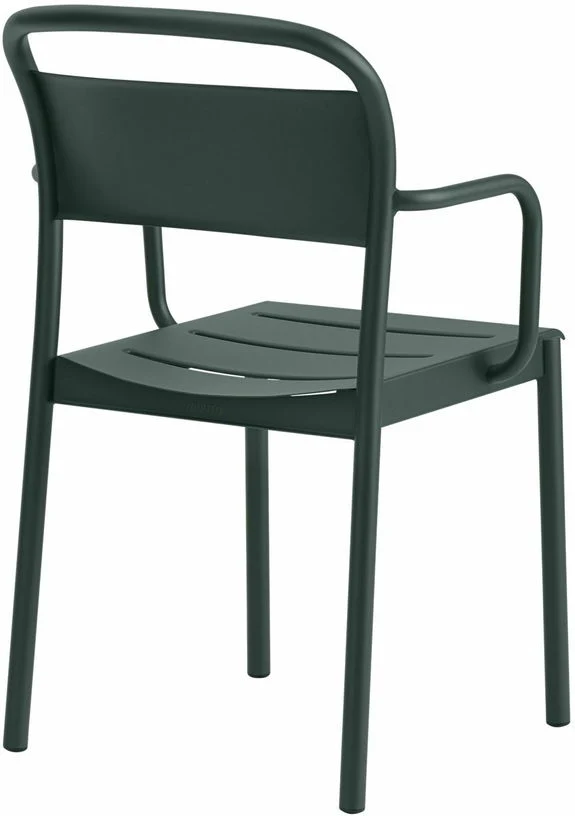 Chaise d'extérieur avec accoudoirs en acier vert foncé Linear - Muuto