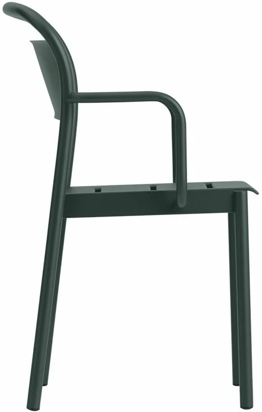 Chaise d'extérieur avec accoudoirs en acier vert foncé Linear - Muuto