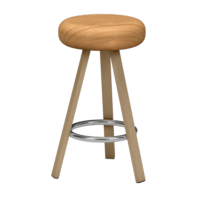 Tabouret haut en chêne et acier sable 65 cm Smack - Matière Grise