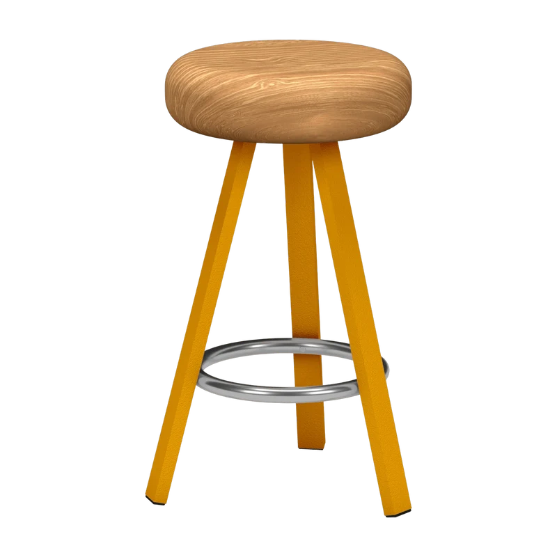 Tabouret haut en chêne et acier safran 65 cm Smack - Matière Grise