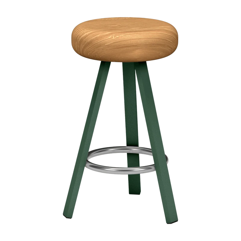 Tabouret haut en chêne et acier olive 65 cm Smack - Matière Grise