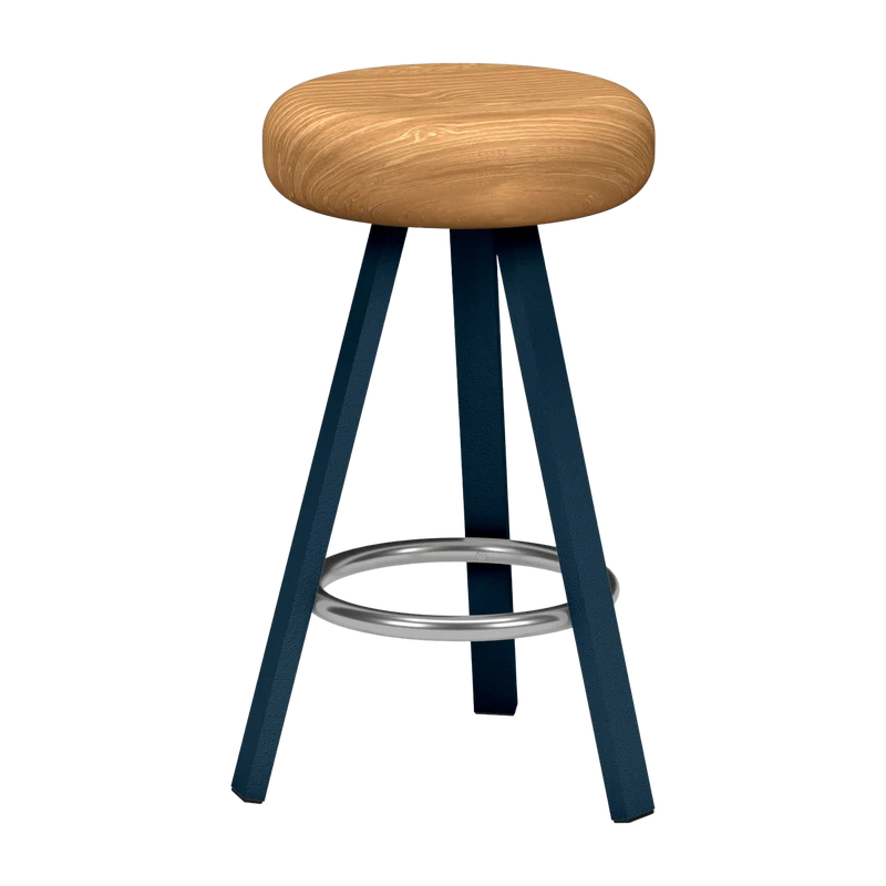 Tabouret haut en chêne et acier denim 65 cm Smack - Matière Grise