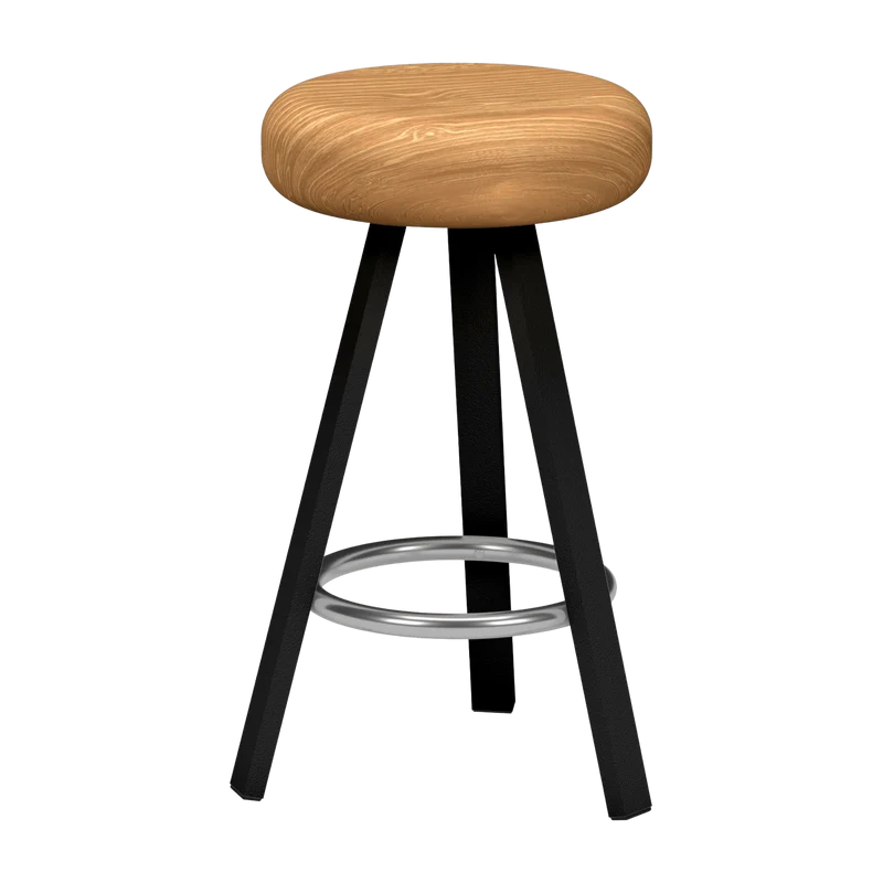 Tabouret haut en chêne et acier noir mat 65 cm Smack - Matière Grise