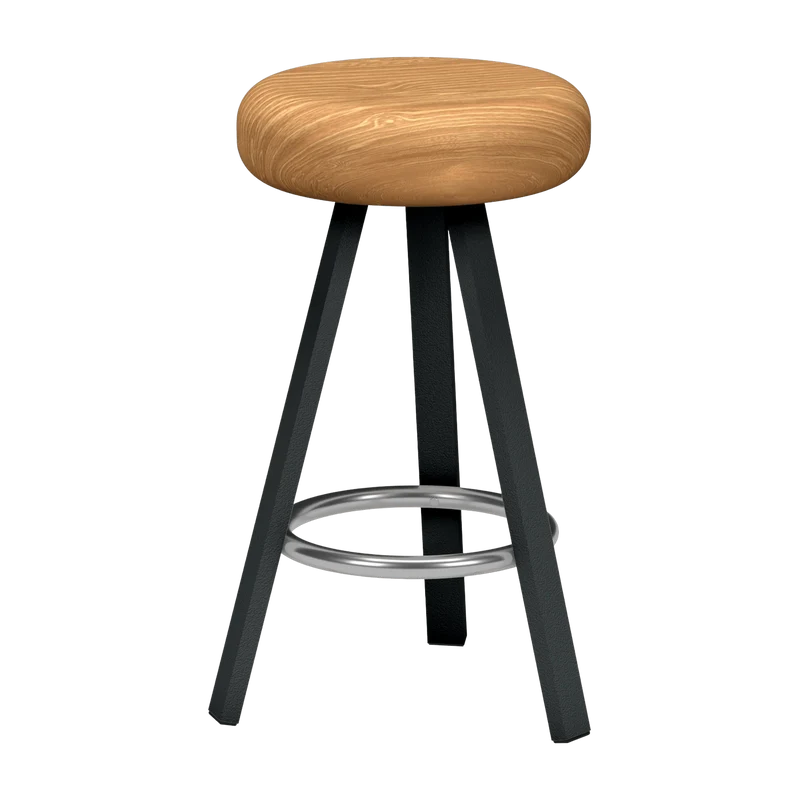 Tabouret haut en chêne et acier anthracite 65 cm Smack - Matière Grise