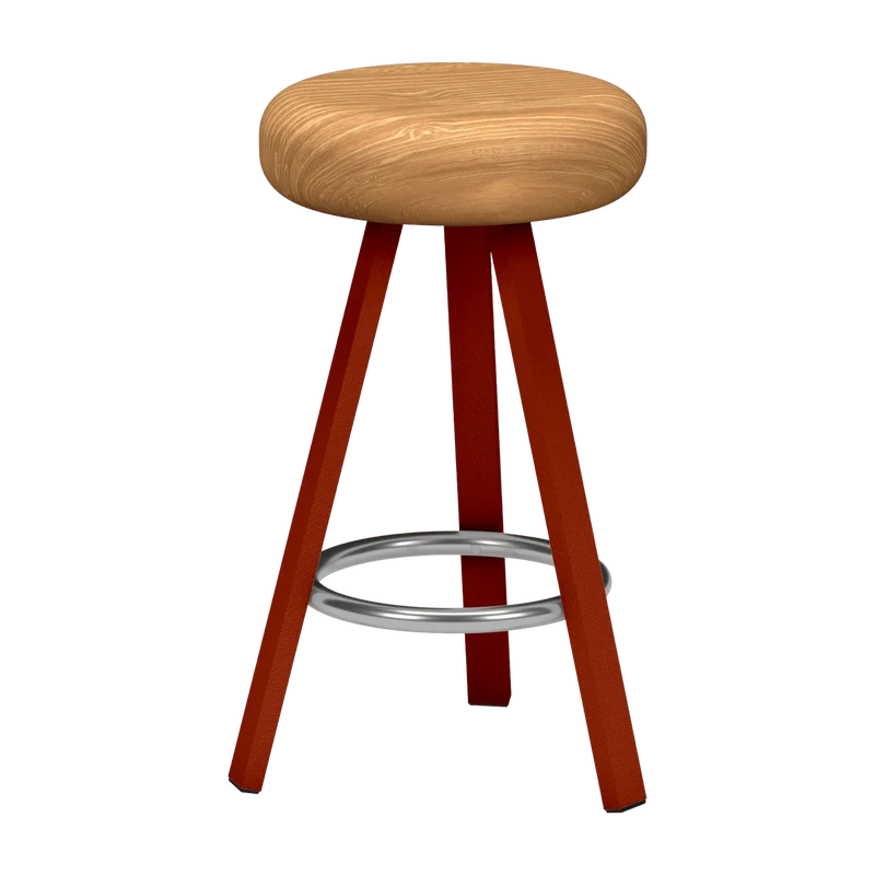 Tabouret haut en chêne et acier terracotta 65 cm Smack - Matière Grise