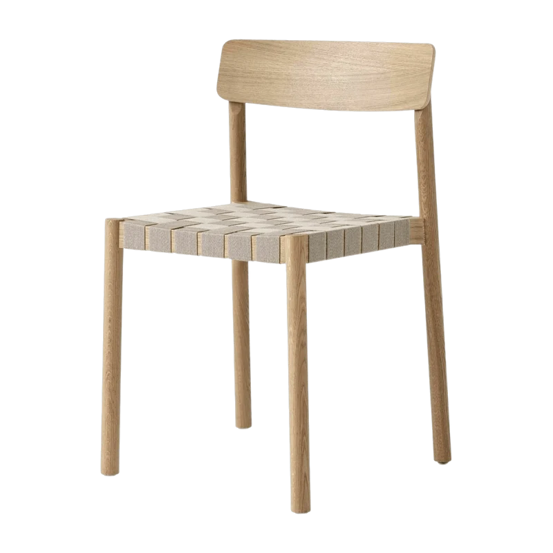 Chaise en bois naturel et sangles en lin naturel Betty TK1 - &tradition