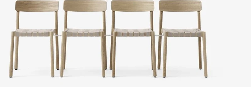 Chaise en bois naturel et sangles en lin naturel Betty TK1 - &tradition