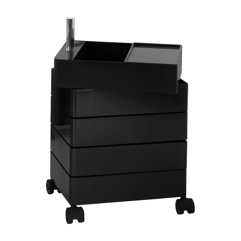 Caisson sur roulettes 5 tiroirs noir 360° Container - Magis