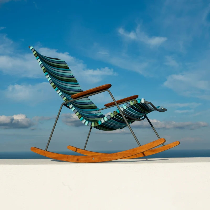 Chaise berçante en métal et plastique vert sapin CLICK - Houe