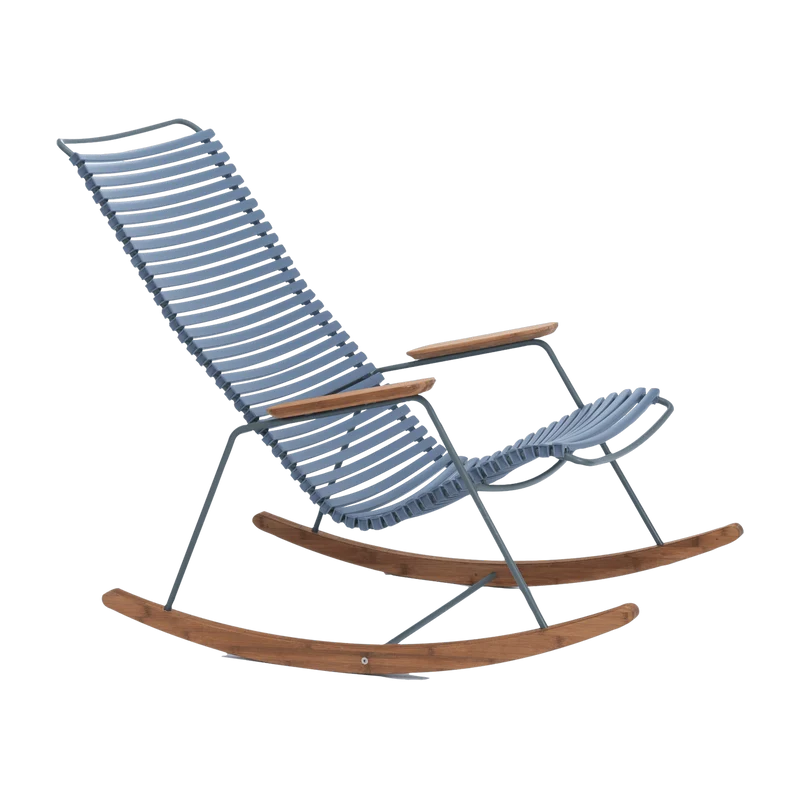Chaise berçante en métal et plastique bleu pigeon CLICK - Houe