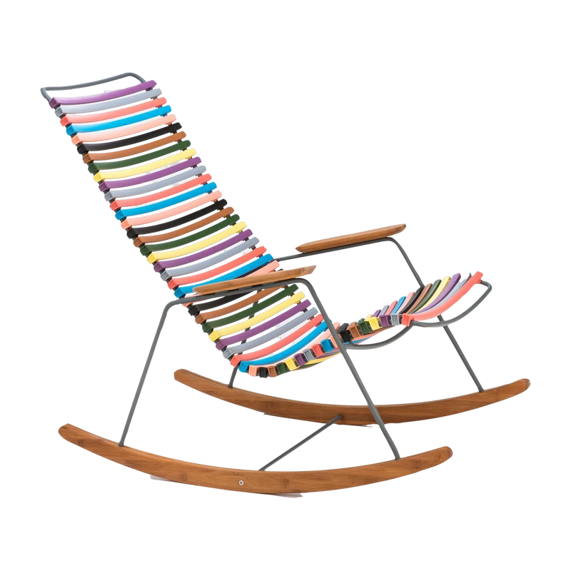 Chaise berçante en métal et plastique multicolore 1 rouge et jaune CLICK - Houe