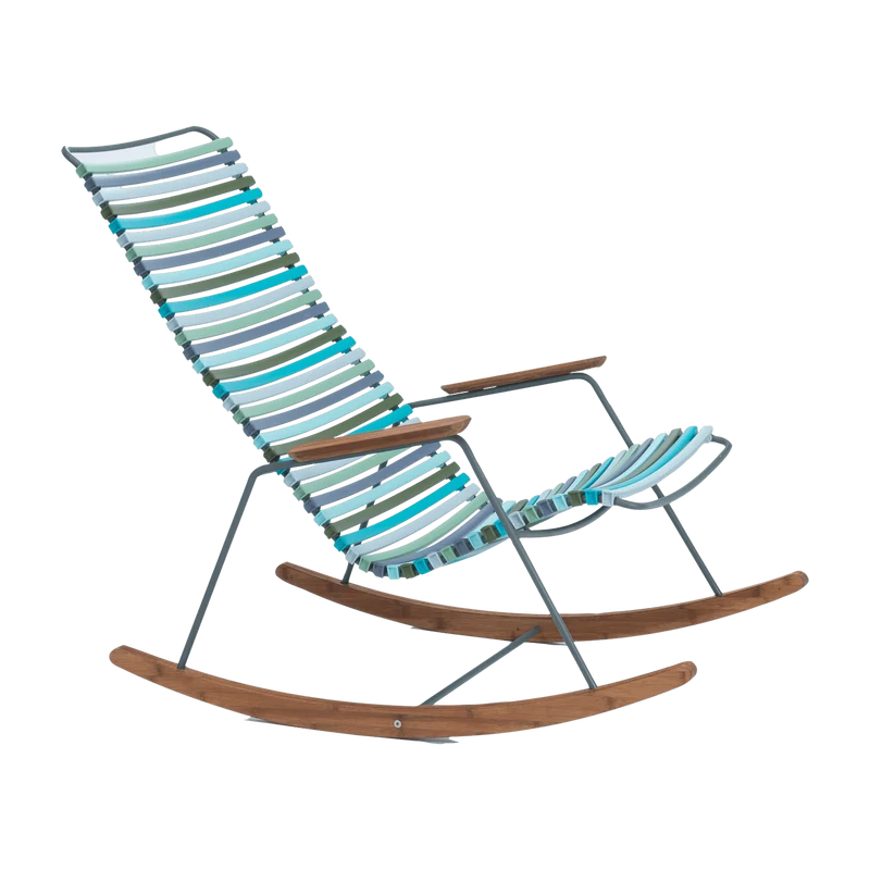 Chaise berçante en métal et plastique bleu vert multicolore 2 CLICK - Houe