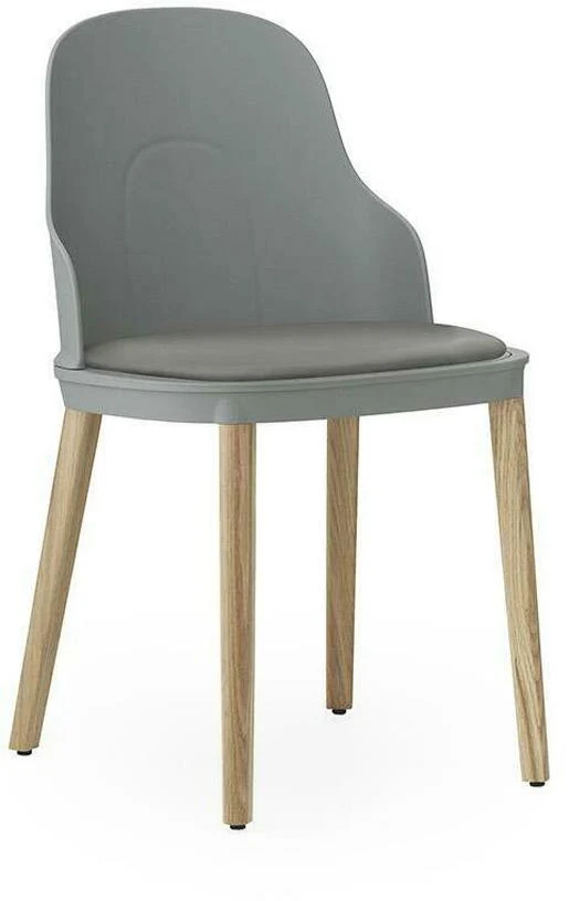 Chaise à l'assise en cuir gris et au pietement en chêne Allez Grey - Normann Copenhagen