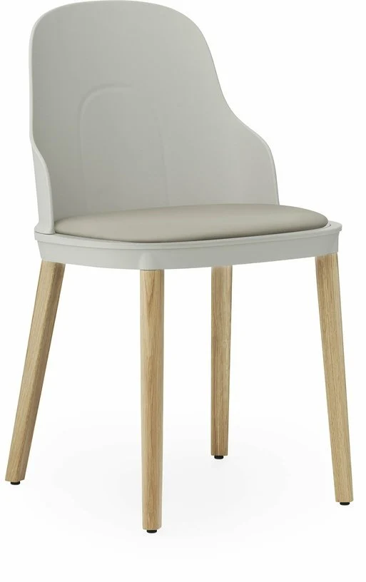 Chaise à l'assise en cuir gris chaud et au pietement en chêne Allez Warm Grey - Normann Copenhagen