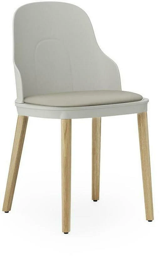 Chaise à l'assise en cuir gris chaud et au pietement en chêne Allez Warm Grey - Normann Copenhagen
