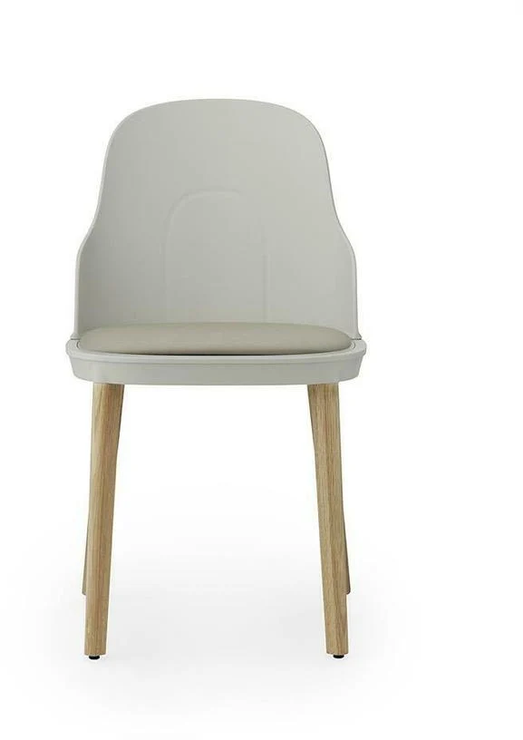 Chaise à l'assise en cuir gris chaud et au pietement en chêne Allez Warm Grey - Normann Copenhagen
