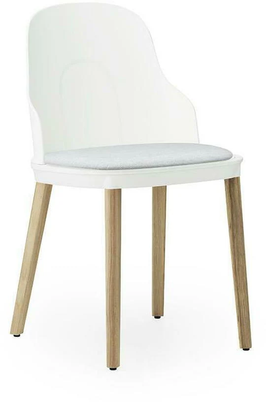 Chaise à l'assise en tissu canvas blanc et au piètement en chêne Allez blanc - Normann Copenhagen