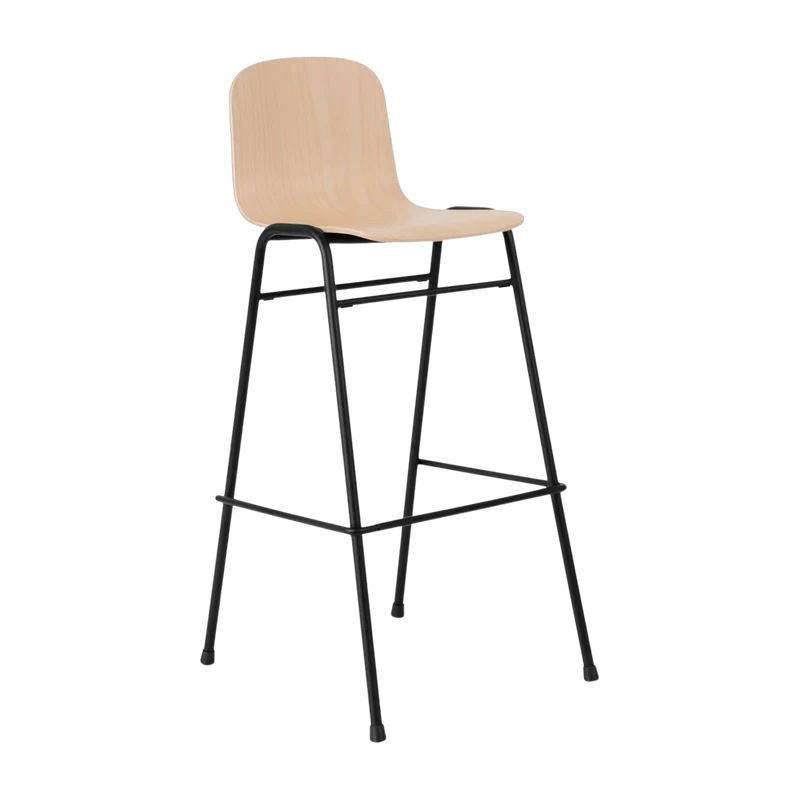 Chaise de bar 75 cm en bois naturel et cadre noir Touchwood - Hem