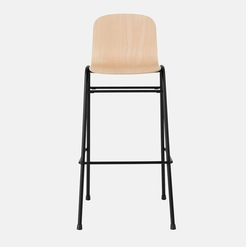 Chaise de bar 75 cm en bois naturel et cadre noir Touchwood - Hem