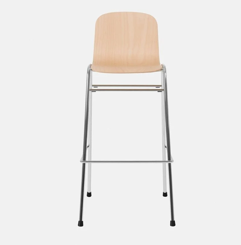Chaise de bar 75 cm en bois naturel et cadre argenté Touchwood - Hem